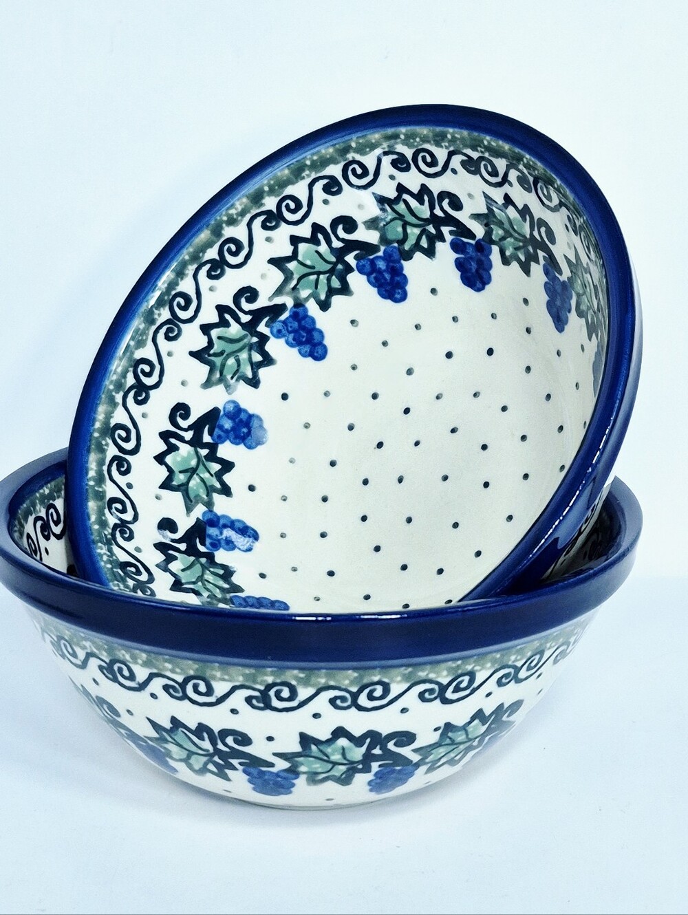 Boleslawiec Polish Pottery Grape Vine Soup Cereal Bowls Set of 2